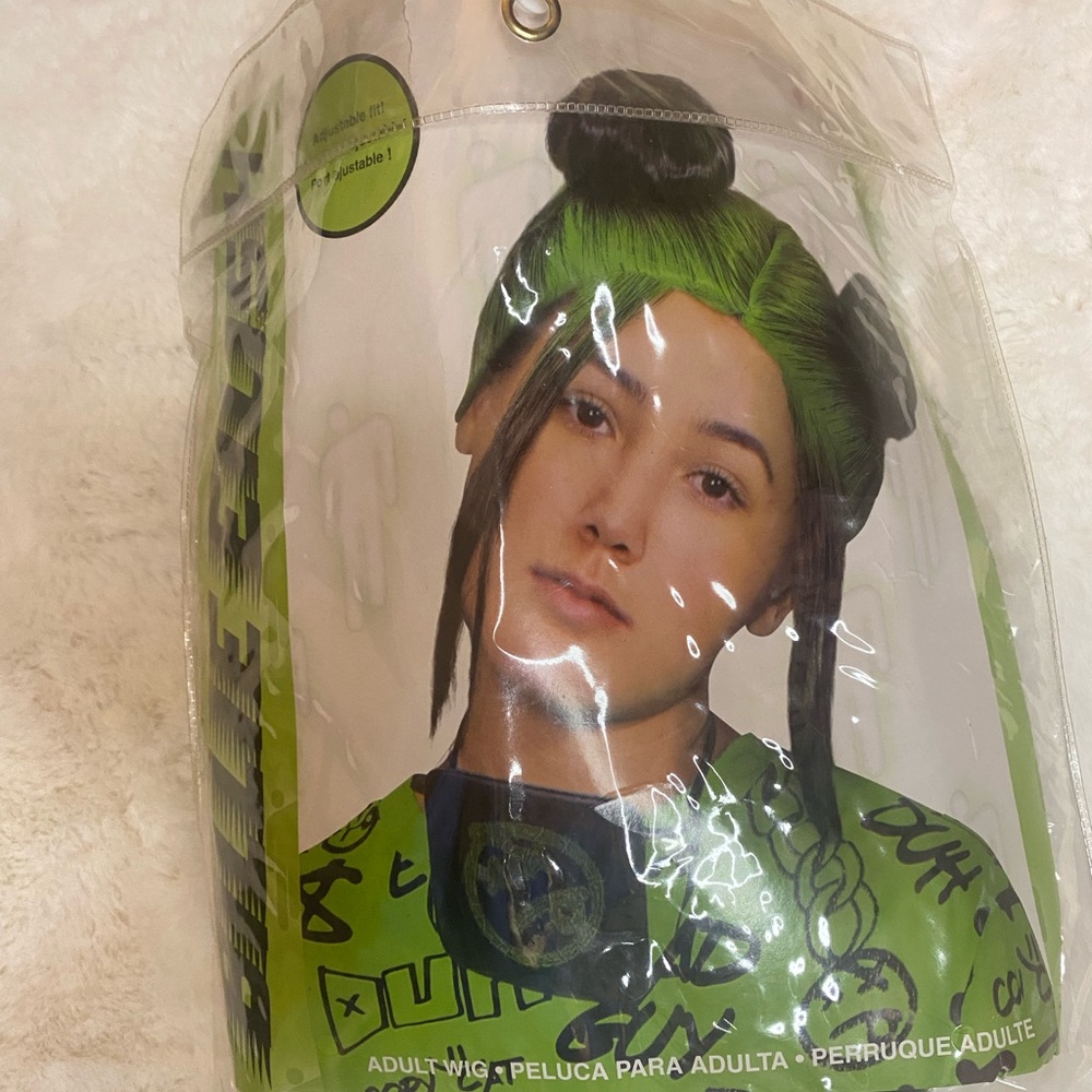 Billie Eilish Costume Wig – Neon Green & Black Double Buns Cosplay